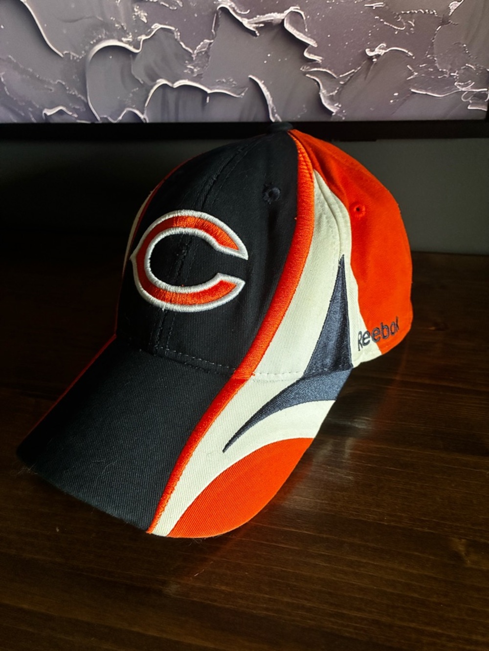 Vintage Reebok Black, Orange & White Chicago Bears Baseball Hat
